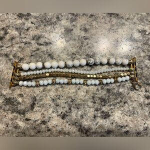 White/Gold Beaded Apple Watch Band